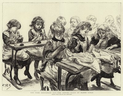自由教育法、長女の裁縫教室 作： Charles Paul Renouard
